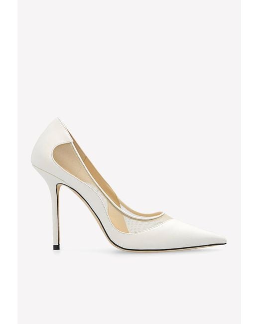 Jimmy Choo Love 100 Pumps In Leather And Mesh in White Lyst