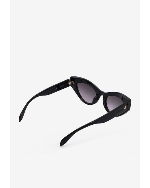 McQueen Black Stud Cat-Eye Sunglasses