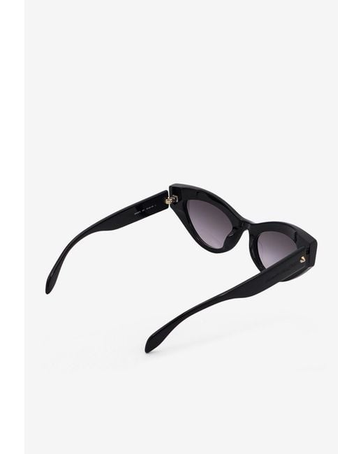 Alexander McQueen Black Stud Cat-Eye Sunglasses