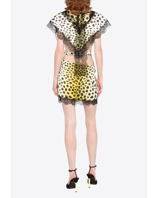 The Attico Black Jace Cheetah-Print Mini Dress