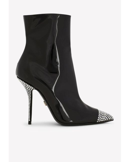 Dolce & Gabbana Cardinale 105 Crystal Ankle Boots In Patent Leather in ...