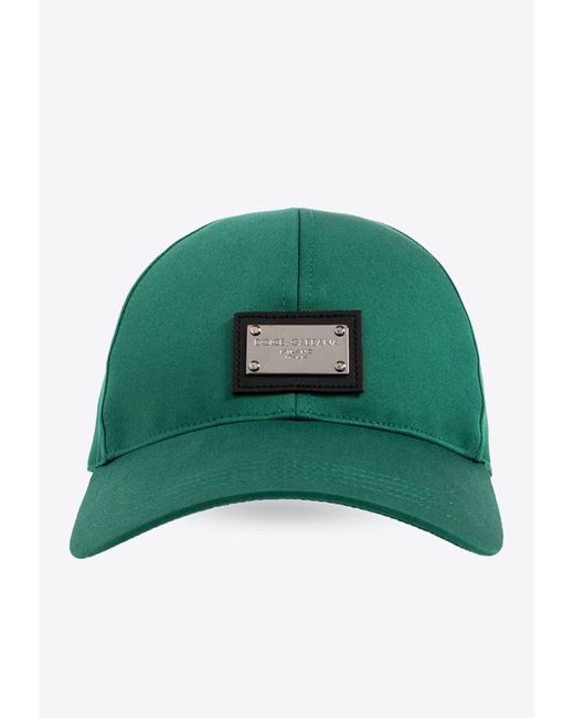 Dolce & Gabbana Green Logo Plaque Baseball Cap for men