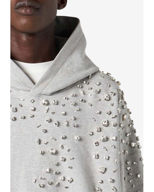 1989 STUDIO Gray Crystal-Embroidered Hoodie for men
