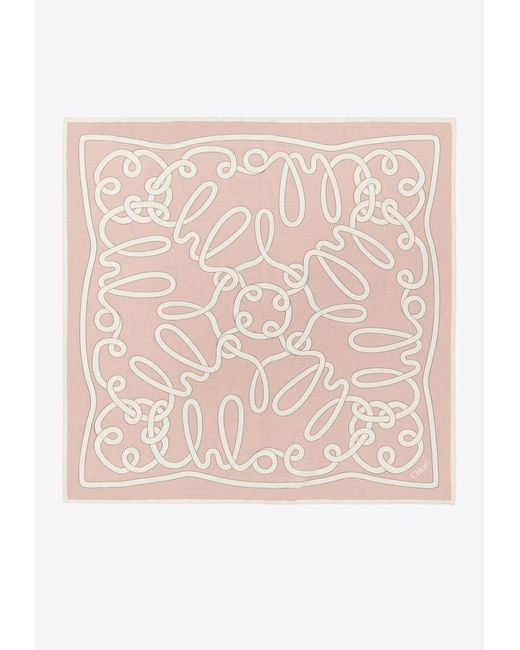 Chloé Pink Iconic Logo Print Square Scarf