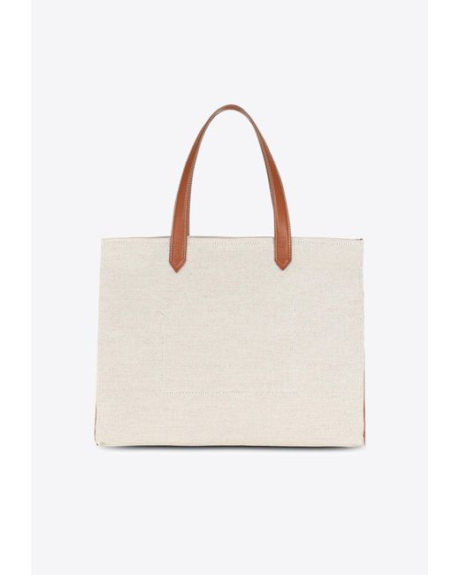 Balmain Natural B-Army 42 Canvas And Leather Tote Bag