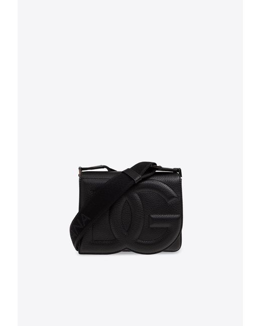 Dolce & Gabbana Black Medium Dg Logo Messenger Bag for men