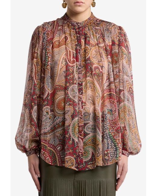 Etro Brown Printed Silk Shirt