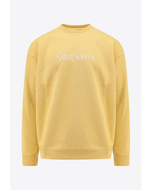 Saint Laurent Yellow Logo-Embroidered Pullover Sweatshirt for men