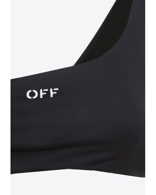 Off-White c/o Virgil Abloh Black Logo One-Shoulder Bikini
