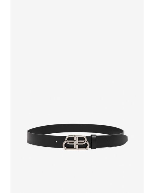 Balenciaga White Bb Buckle Leather Belt for men
