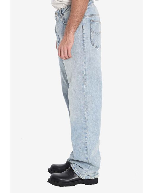 Balenciaga Blue Logo Patch Baggy Jeans for men