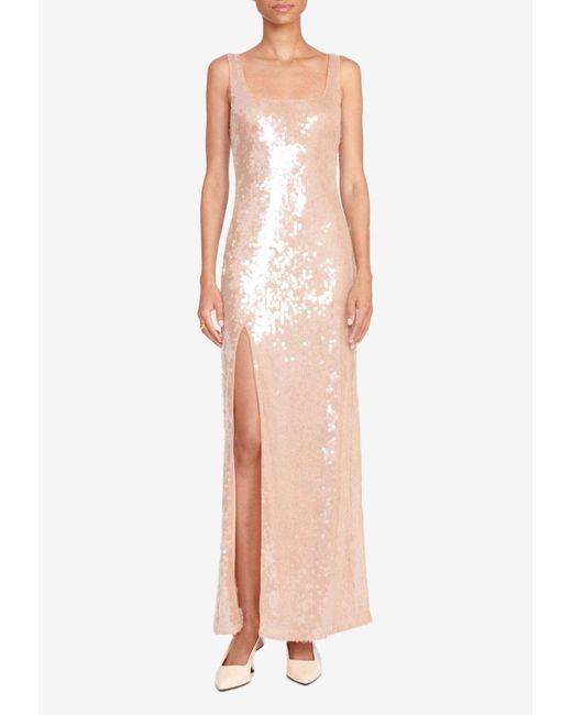 Staud Natural Sequined Maxi Le Sable Dress
