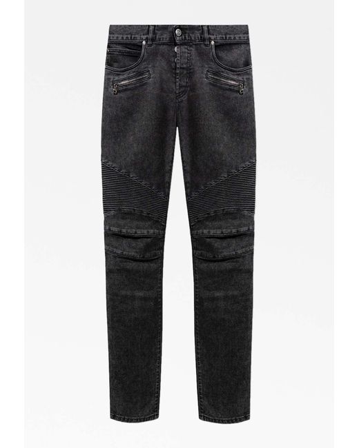 BALMAIN Zipped Belt Denim Jeans Black - Clothing from Circle Fashion UK