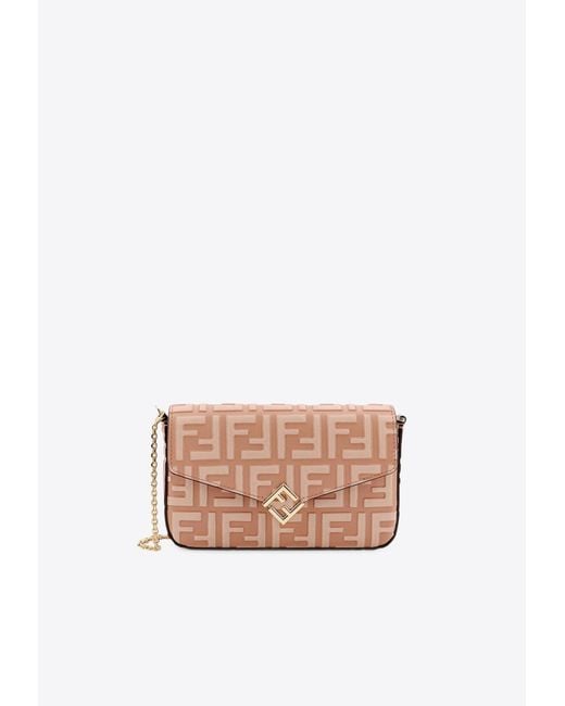 Fendi White Ff Diamonds Leather Clutch Bag