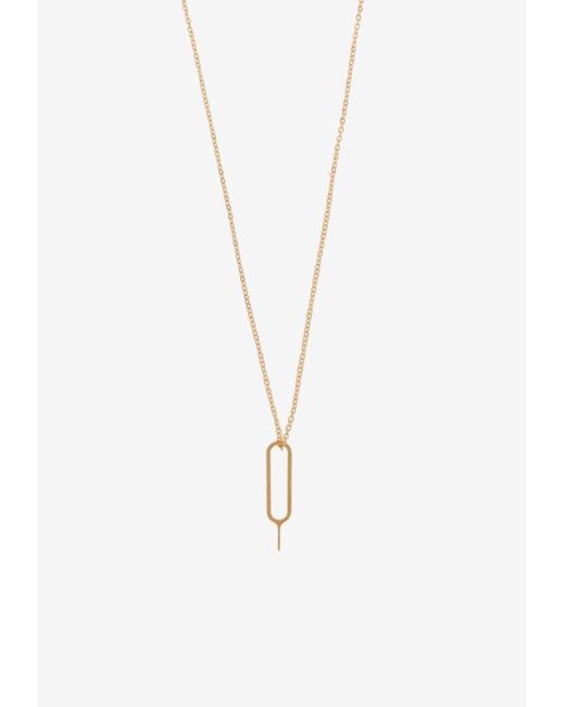 Saint Laurent White Sim Key Necklace