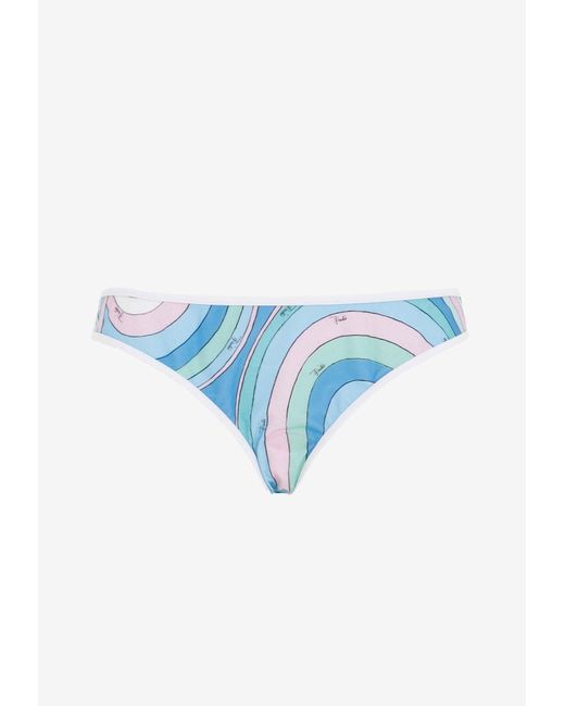 Emilio Pucci Blue Iris Print Bikini Bottom