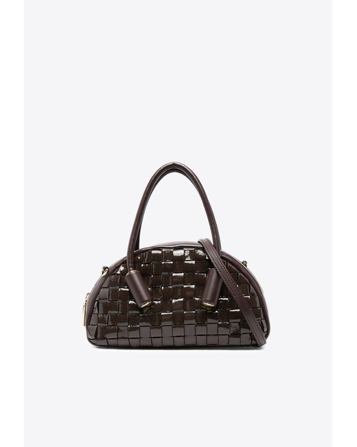 THEMOIRÈ Black Selene Woven Naplak Top Handle Bag