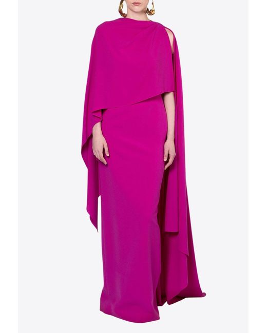Roksanda Pink Demetria Cape-Effect Crepe Gown