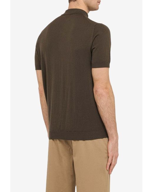 Drumohr Brown Short-Sleeved Polo Shirt for men