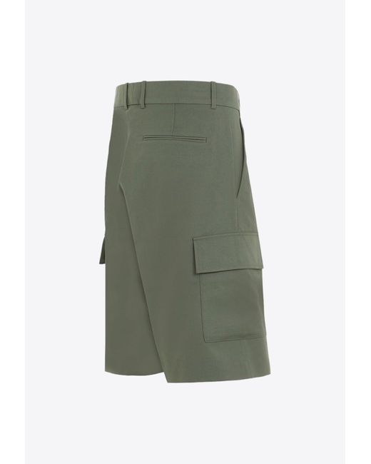 Drole de Monsieur Green Tailored Wool-Blend Cargo Shorts for men