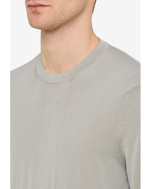 Drumohr Gray Long-Sleeved Crewneck T-Shirt for men