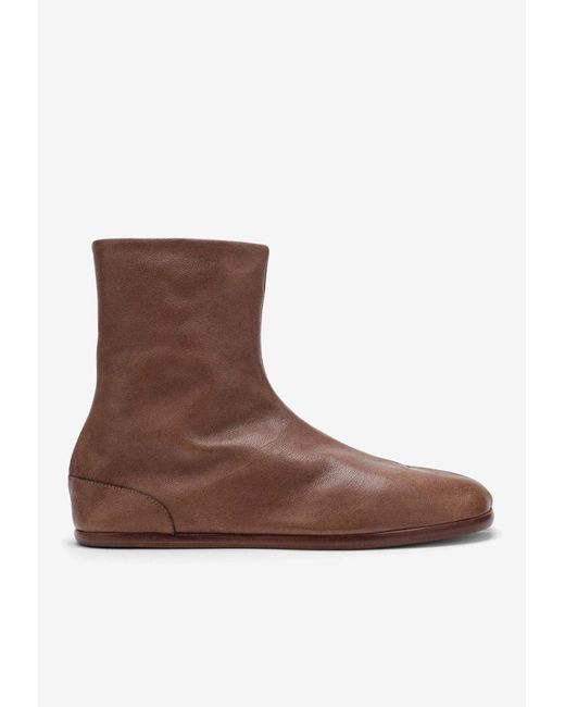 Maison Margiela Brown Tabi Leather Ankle Boots for men