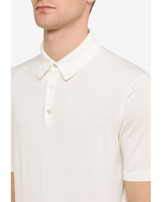 Loro Piana White Short-Sleeved Polo Shirt for men
