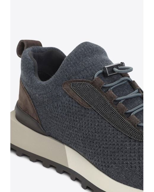 Brunello Cucinelli Blue Runner Low-Top Sneakers