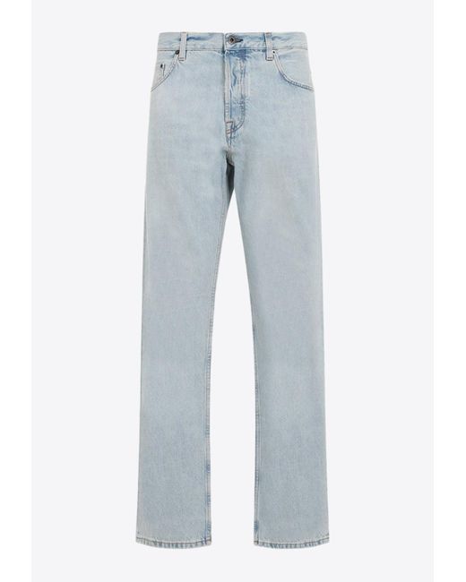 Miu Miu Blue Logo-Patch Straight-Leg Jeans