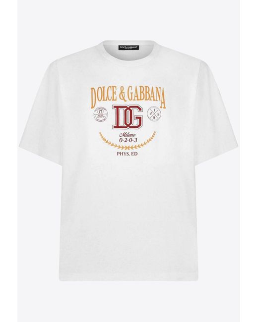 Dolce & Gabbana White Dg Logo Print Crewneck T-Shirt for men