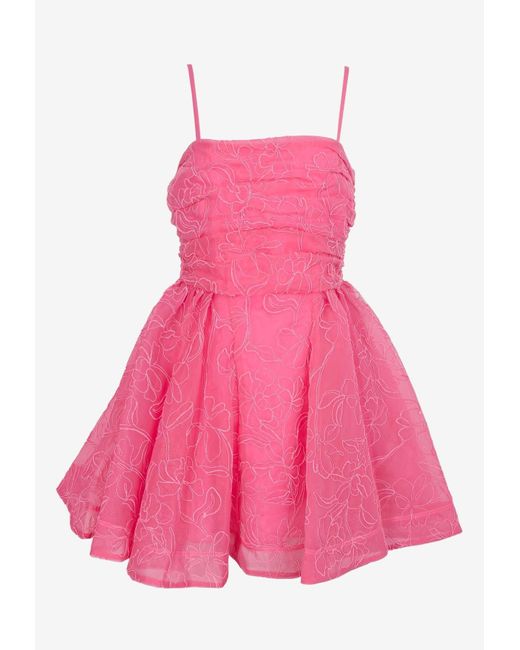 Aje. Pink Evangeline Cornelli Embroidered Mini Dress