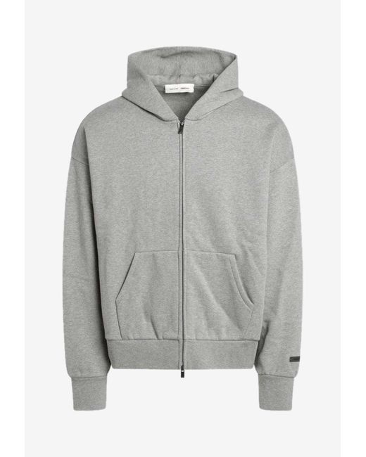 Fear Of God Gray Logo Patch Zip-Up Sweatshirt for men