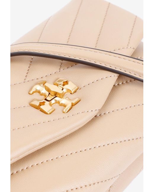 Tory Burch Kira Chevron Chain Crossbody Bag In Nappa Leather in Natural