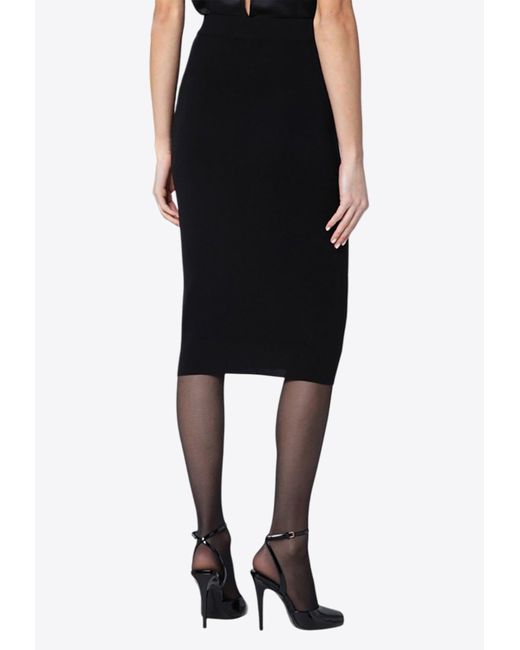 Saint Laurent Black Essential Wool Pencil Skirt