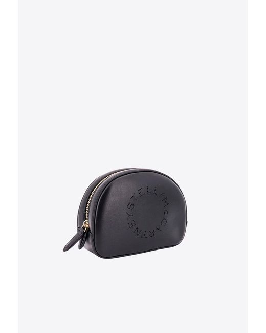 Stella McCartney Black Perforated Logo Vanity Bag