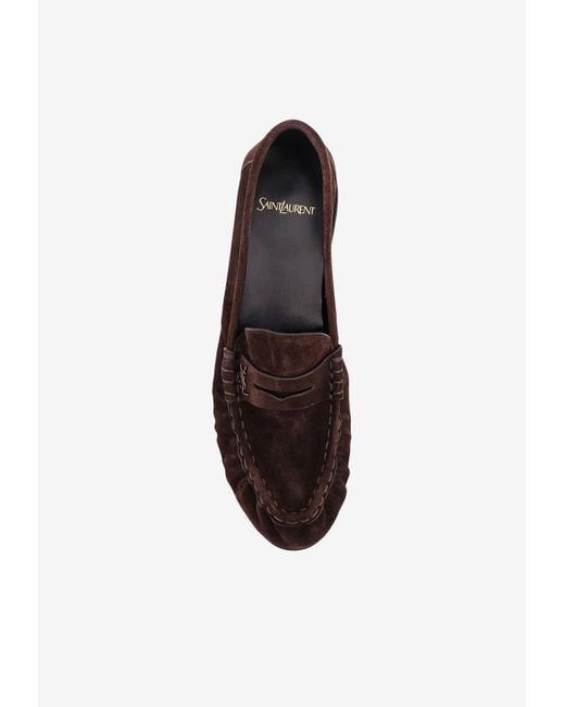 Saint Laurent White Le Loafer Suede Penny Loafers for men