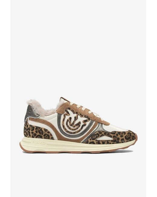 Pinko White Zoe 01 Leather And Suede Sneakers