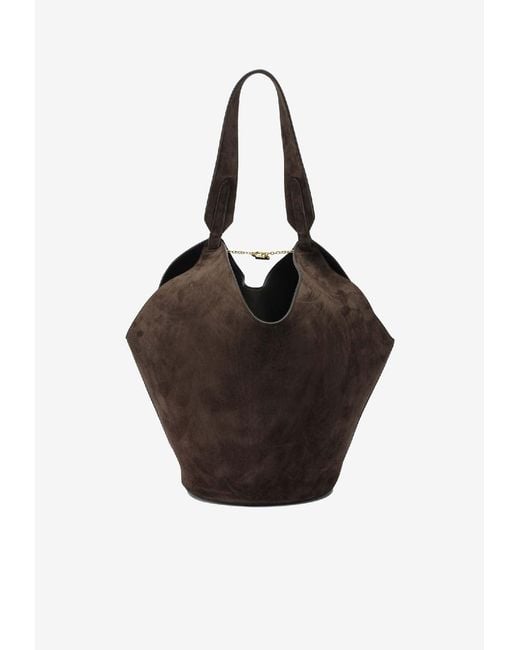 Khaite Black Small Lotus Suede Tote Bag