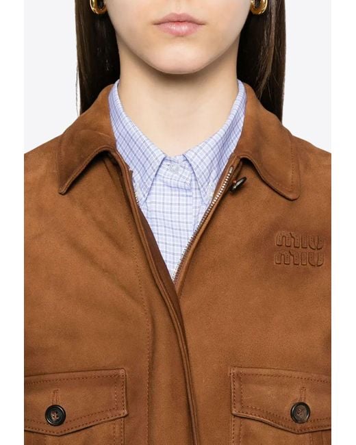 Miu Miu Brown Waxed Suede Jacket