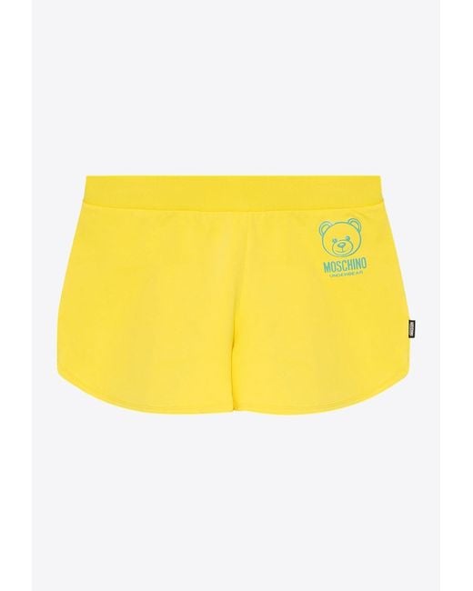 Moschino Yellow Teddy Bear Print Mini Shorts
