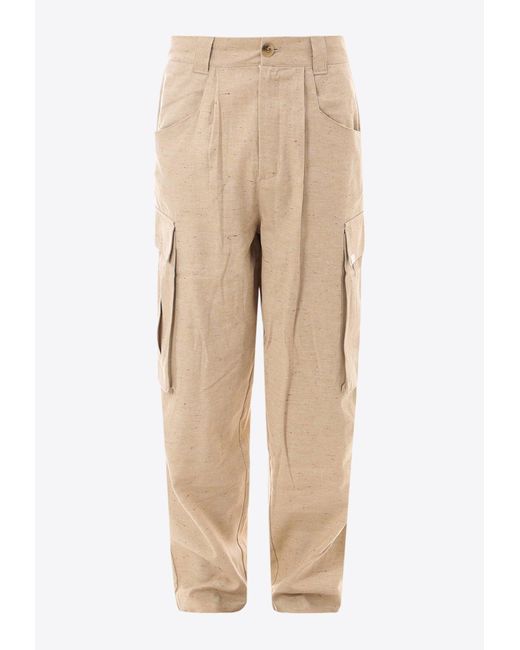 The Silted Company Natural Straight Leg Cargo Pants for men