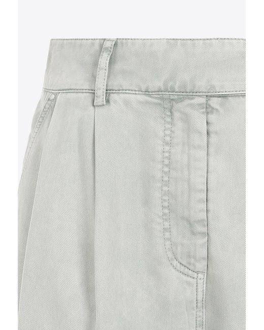 Giorgio Armani White Washed-Out Straight-Leg Pants