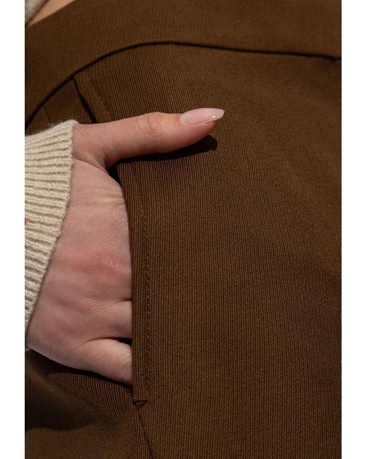 Tory Burch Brown Wide-Leg Wool Tailored Pants