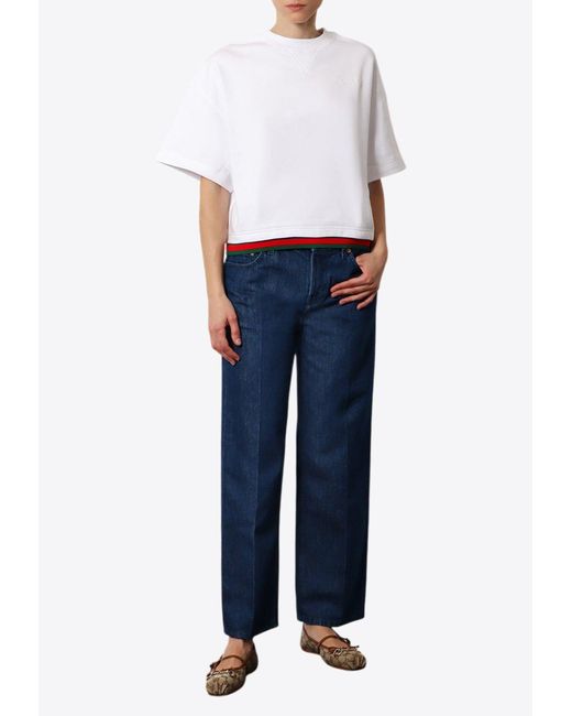 Gucci Blue Embossed Logo Boxy T-Shirt