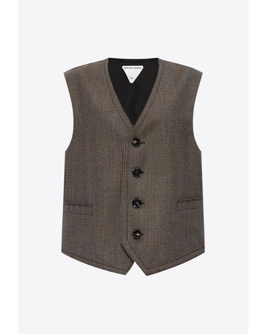 Bottega Veneta Brown Classic Houndstooth Wool Vest