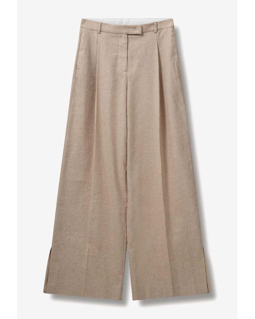 THE GARMENT Natural Lino Wide-Leg Pleated Pants