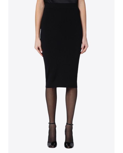 Saint Laurent Black Essential Wool Pencil Skirt