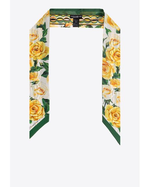 Dolce & Gabbana Multicolor Rose Print Silk Headscarf