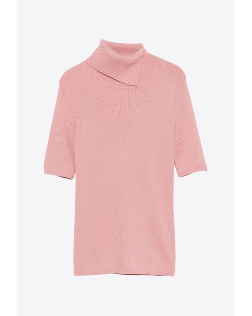 P.A.R.O.S.H. Pink Leila Wool Turtleneck Top