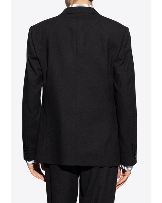 Dolce & Gabbana Black Single-Breasted Dg Logo Wool Blazer for men